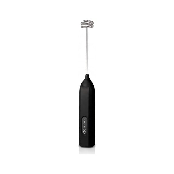 Espumador de leite elétrico recarregável via USB-C 3 velocidades Batedor removível em aço inoxidável 304 Para latte e cappuccino preto