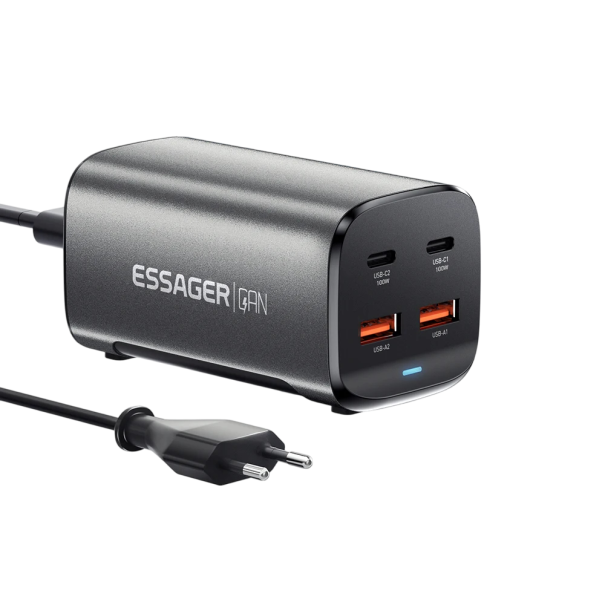 Essager Snellader 100W GaN USB-C Desktoplader QC 4.0 QC 3.0 PD Type-C Opladen voor MacBook iPhone 15 Samsung Notebook EU-stekker 1