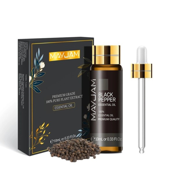 Essentiële olie van planten 10 ml met pipet Natuurlijke aromatische olie voor luchtbevochtiger en diffuser Geur voor ontspanning Aromatherapie voor thuis BlackPepper