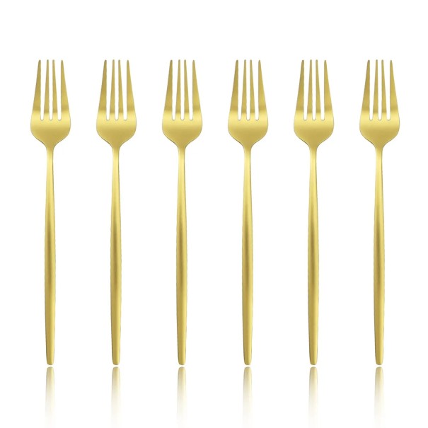 Essgabeln 6 Stück 20,8 cm aus Edelstahl Silber oder Gold moderne Gabel für das Abendessen Besteckset Tischgeschirr golden