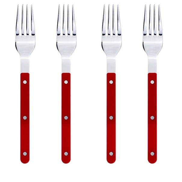 Essgabeln Designset Besteck Moderne Tischgabeln mit ergonomischem Griff Stilvolles Küchenzubehör für den Haushalt rot