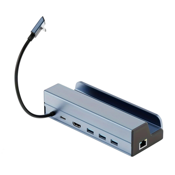 Estação de acoplamento 6 em 1 para Steam Deck 13,5 x 5,5 x 3,5 cm HDTV 60Hz 3x USB 3.0 PD 100W RJ45 1000 Mbps Suporte compacto com ethernet gigabit 1