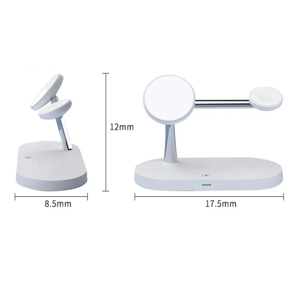 Estação de carregamento rápida sem fios magnética 3 em 1 15W com luz LED USB C carregamento rápido cabo para telefone relógio auriculares 1