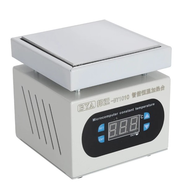 Estación de calentamiento 100 × 100 mm Placa calefactora microcontrolada 0–400 °C 350 W Calentamiento uniforme Pantalla LED Temperatura ajustable 1