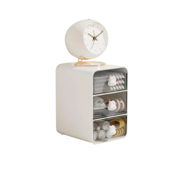 Estante de almacenamiento para cosméticos con cajones 10,5 × 13 × 16,5 cm plástico organizador de productos cosméticos para baño tocador blanco