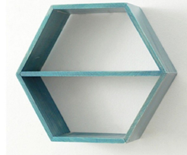 Estante de madera turquesa