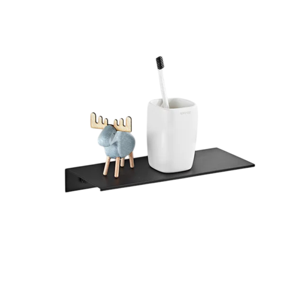 Estante de pared para baño moderno de 30 x 12 cm, de metal, con tornillos para cosméticos y accesorios. negro