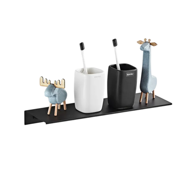 Estante de pared para baño moderno de 40 x 12 cm, de metal, con tornillos, para cosméticos, dispensadores y decoración. negro