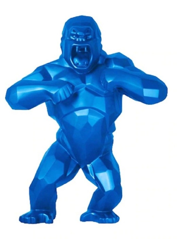 Estatua decorativa de gorila azul