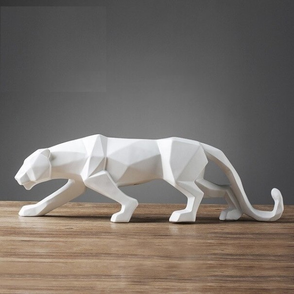 Estatua decorativa de leopardo blanco S