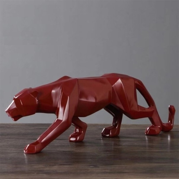Estatua decorativa de leopardo rojo L