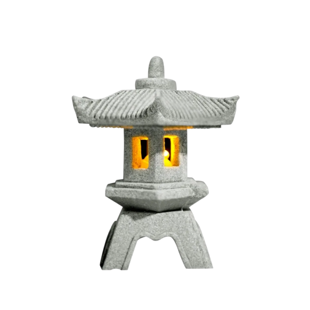 Estátua decorativa exterior com LED luz branca quente 8 x 9 cm Ornamento em arenito para o jardim Iluminação elegante para espaços exteriores 1