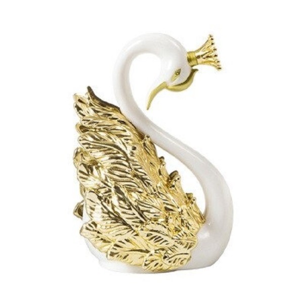 Estatuilla decorativa de cisne dorado 1