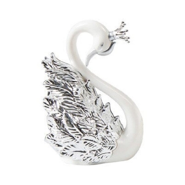 Estatuilla decorativa de cisne plateado 1