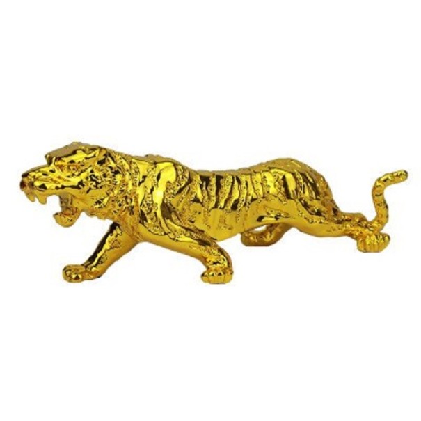 Estatuilla decorativa de tigre dorado L