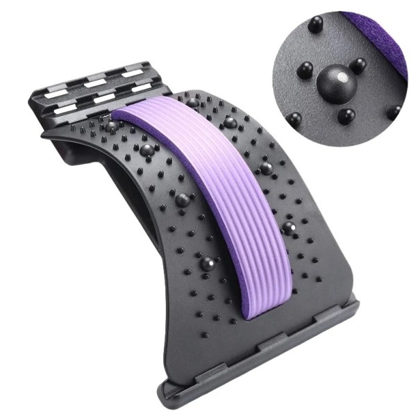 Esterilla de masaje y estiramiento de espalda. Soporte lumbar para aliviar el dolor de columna, corrección de la postura y relajación de la espalda. morado
