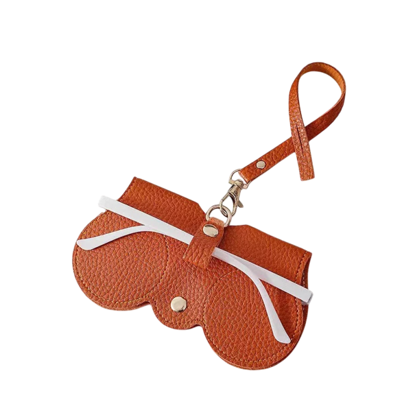 Estojo compacto para óculos 14,2 x 7 cm em pele sintética com fecho e alça Fecho protetor para viagem e uso diário laranja