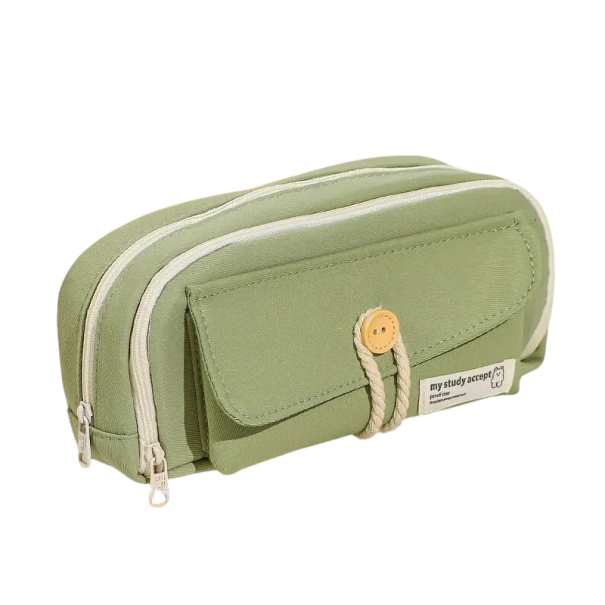 Estojo de Lona 210x110x75 mm Bonito e prático estojo para lápis Grande capacidade de abertura Estojo escolar Estojo de maquilhagem e de viagem verde