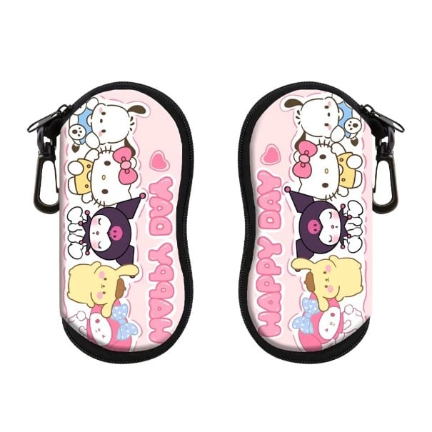 Estojo para óculos 17,9 x 8,5 cm Estojo rígido rosa com fecho de correr Mosquetão para pendurar Estojo protetor com motivos de animais 1