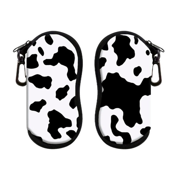 Estojo para óculos 17,9 x 8,5 cm Padrão preto e branco Com fecho de correr e mosquetão Estojo protetor para óculos de grau e óculos de sol 1