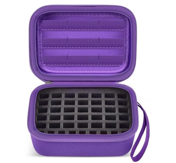 Estojo para pen drives e cartões SD Cor Neutra Organizador portátil com compartimentos para mídias digitais Estojo protetor para viagens roxo