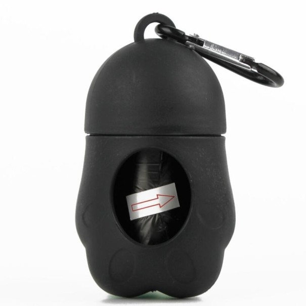 Estojo para sacos de excrementos de cães em forma de pata preto