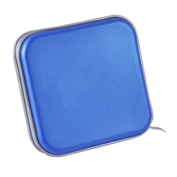 Estojo portátil para 40 CDs e DVDs Caixa de armazenamento com fecho de zip Organizador quadrado para discos Suporte para discos Armazenamento azul