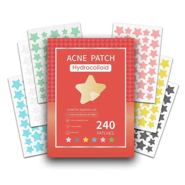 Estrellas de colores contra el acné Parches hidrocoloides para granitos 240 uds Protección y cicatrización de la piel Cuidado rápido Parches autoadhesivos 1