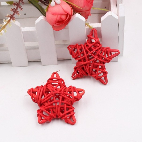 Estrellas decorativas de ratán 5 uds. rojo