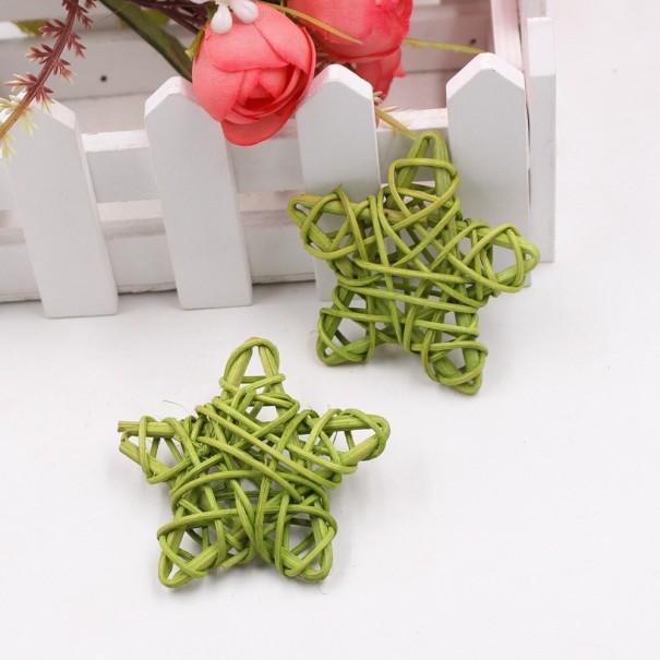 Estrellas decorativas de ratán 5 uds. verde