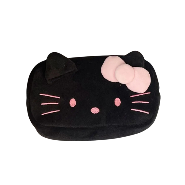 Estuche de peluche de Hello Kitty, bonito estuche kawaii para guardar lápices y maquillaje, bolsa de regalo de gran capacidad para niñas, bolsa negro