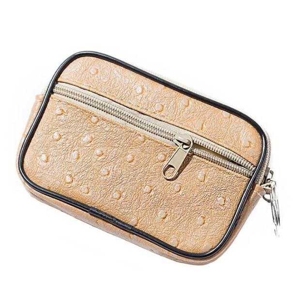 Estuche de viaje de piel T985 marrón claro