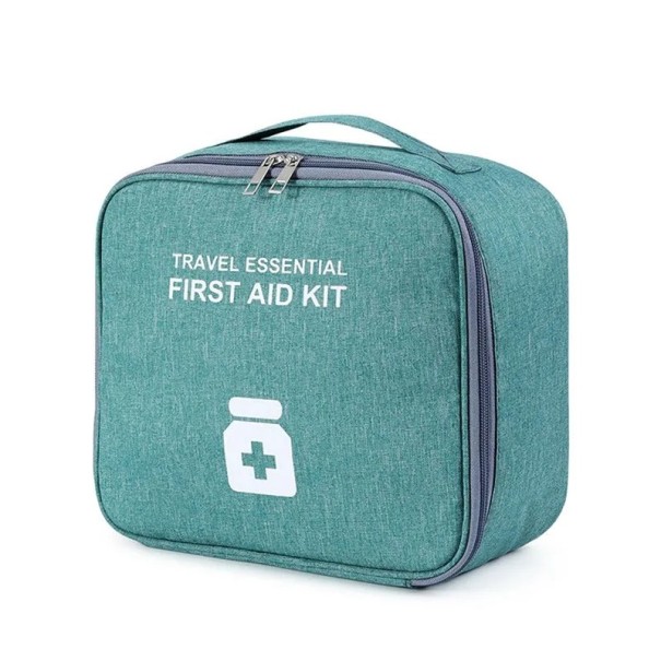 Estuche de viaje vacío 25x22x12 cm Caja médica grande Botiquín de primeros auxilios para viajes Farmacia a domicilio Organizador de medicamentos verde