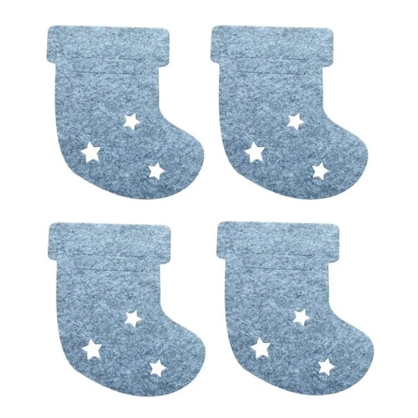 Estuche para cubiertos navideño - calcetín 4 uds. gris