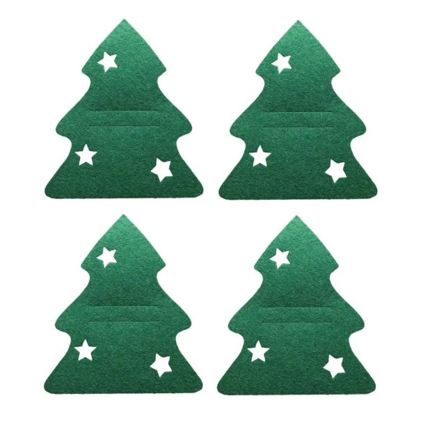 Estuche para cubiertos navideños - árbol 4 piezas V132 verde