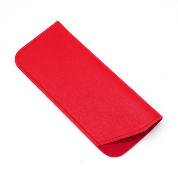 Estuche para gafas 17,5 x 7,5 cm Estuche protector suave de piel sintética Estuche plegable fino para viajes y uso diario rojo