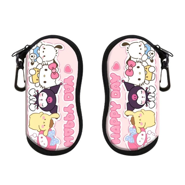 Estuche para gafas 17,9 x 8,5 cm Estuche rígido rosa con cremallera Mosquetón Para colgar Estuche protector con motivos de animales de dibujos animados 1