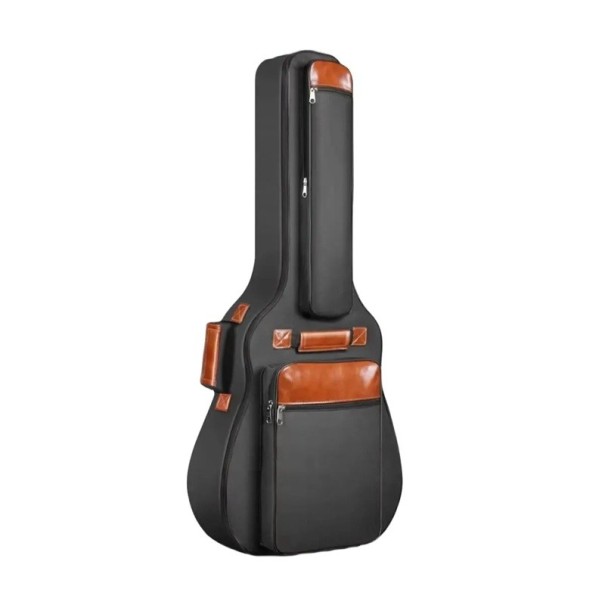 Estuche para guitarra con doble correa Acolchado interior de algodón Funda protectora para transportar el instrumento Colores neutros Cómodo de llevar negro