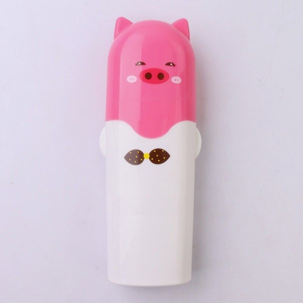 Estuche para pasta de dientes y cepillo de dientes con motivo animal rosa