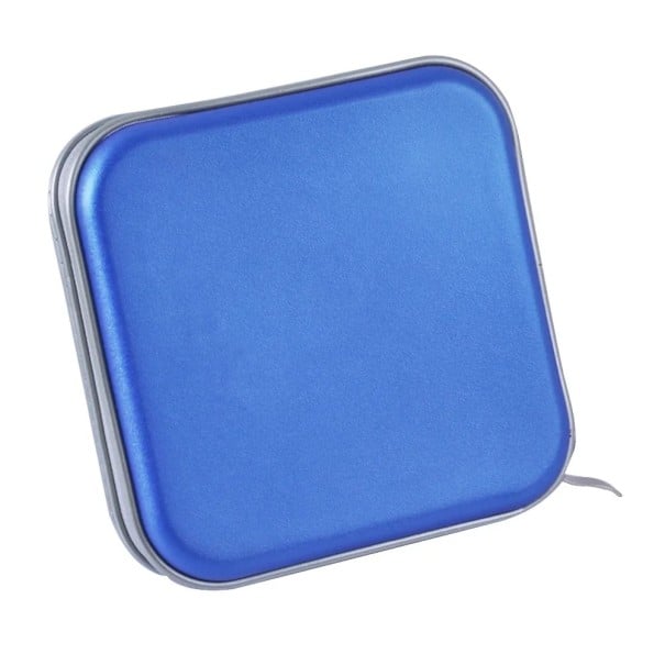 Estuche portátil para 40 CD y DVD con cremallera, organizador de discos cuadrado, soporte para discos, almacenamiento de CD para el hogar azul
