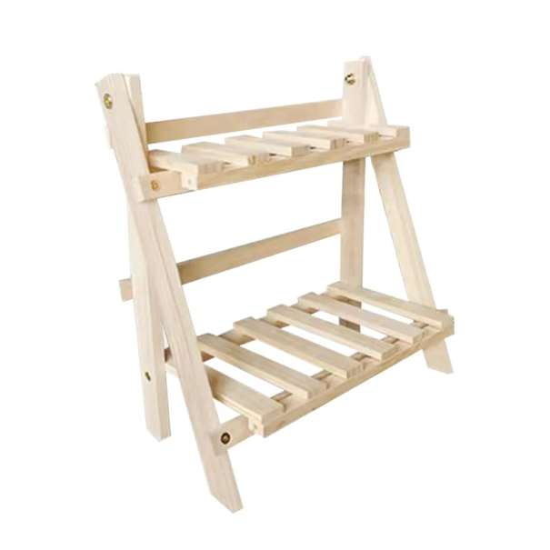 Étagère de rangement en bois 33 x 17,5 x 34,8 cm Étagère à deux niveaux pour bureau et salle de bain Organisateur multifonction en bois naturel 1