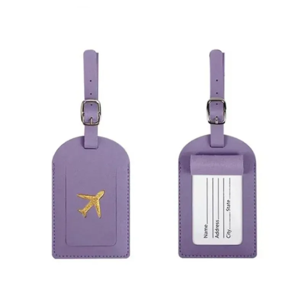 Etichetă de adresă pentru valiză cu însemnare 11×7 cm din piele PU identificare bagaj pentru călătorie violet