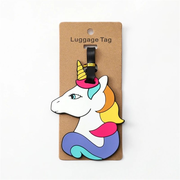 Etichetă pentru bagaje cu motiv de unicorn 10,5 × 10,5 cm etichetă de identificare din silice colorată pentru valiză sau geantă de călătorie 1