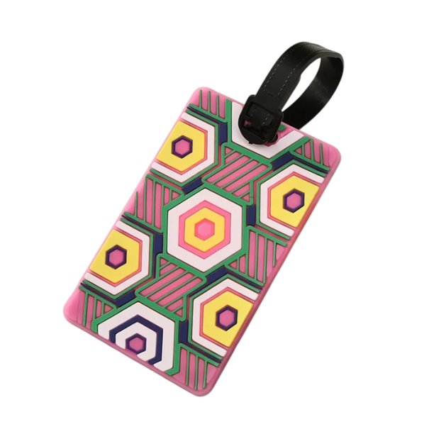 Etichetta per bagagli con motivo geometrico 10,5×6,5 cm etichetta identificativa in silicone per valigie per contrassegnare i bagagli 1