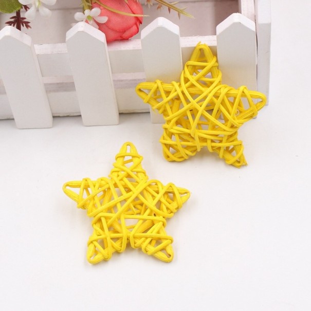 Étoiles en rotin décoratives 5 pcs jaune