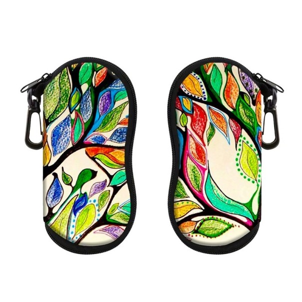 Étui à lunettes 17,9 x 8,5 cm avec motif mandala coloré Fermeture éclair Mousqueton Étui de voyage Protection pour lunettes de vue et lunettes de soleil mélange