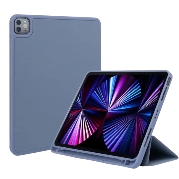 Étui de protection pour tablette iPad Pro 11 2e, 3e et 4e génération avec support pour stylet en TPU flexible, support pliable, protection violet