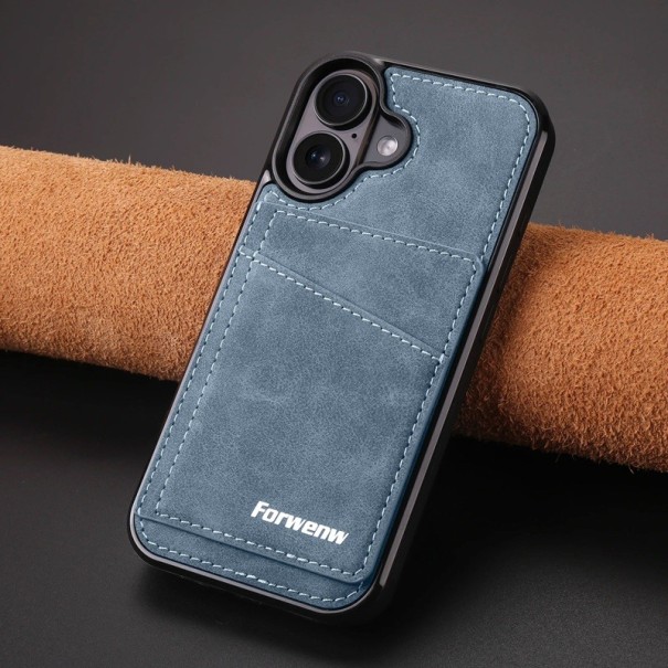 Étui en cuir Business Flip pour iPhone 17 Pro Avec portefeuille magnétique intégré Étui en simili cuir PU bleu