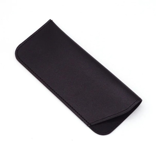 Etui na okulary 17,5 x 7,5 cm Miękkie etui ochronne ze skóry ekologicznej Smukłe składane etui do podróży i codziennego noszenia czarny