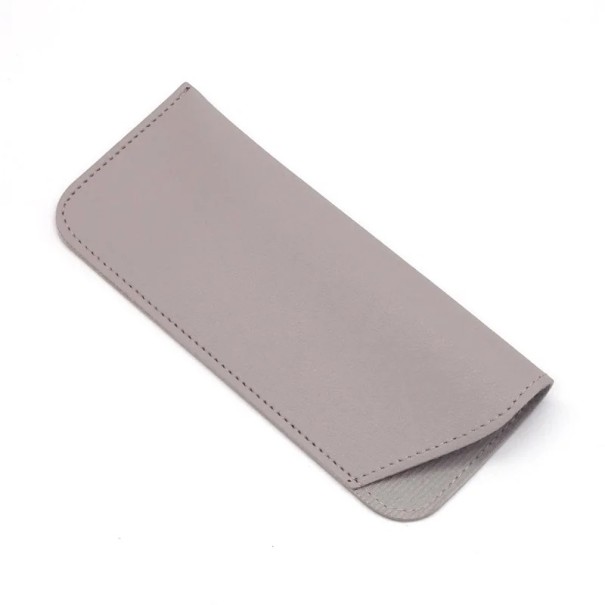Etui na okulary 17,5 x 7,5 cm Miękkie etui ochronne ze skóry ekologicznej Smukłe składane etui do podróży i codziennego noszenia szary